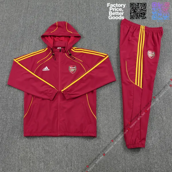 Adidas Arsenal Training Tracksuit Burgundy Yellow - 1