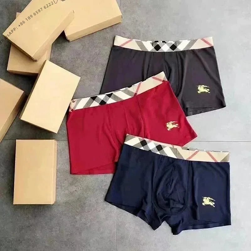 Calvin Klein Underwear Low Rise Trunks, 3-Pack — Burberry (War Horse style) gray, wine red, blue