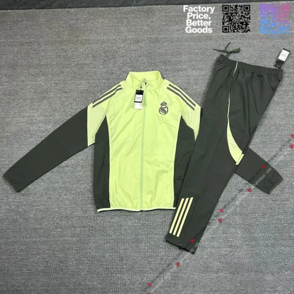 Real Madrid Training Tracksuit Lime Green and Black - 1