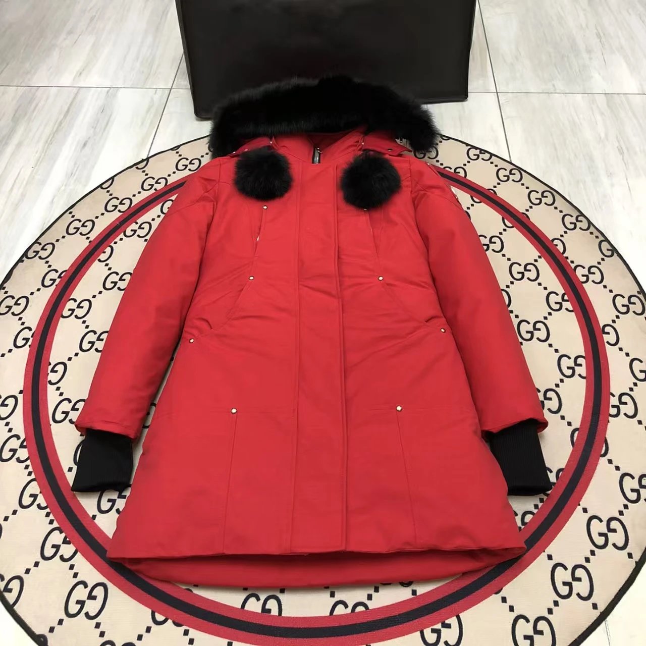 长款-红色-黑毛领-A3款