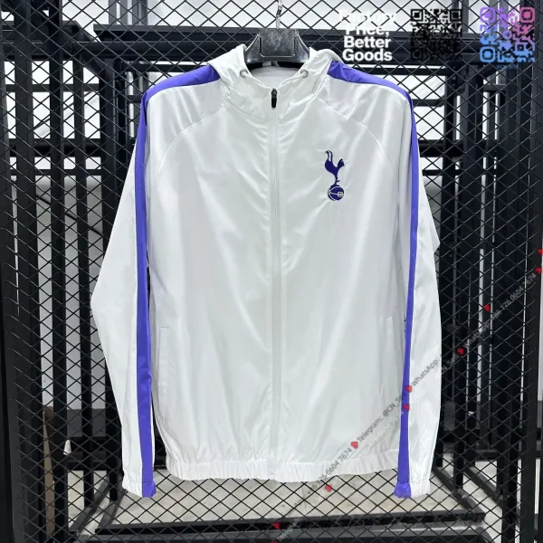 Tottenham Hotspur Windbreaker Jacket White with Purple Accents - 1