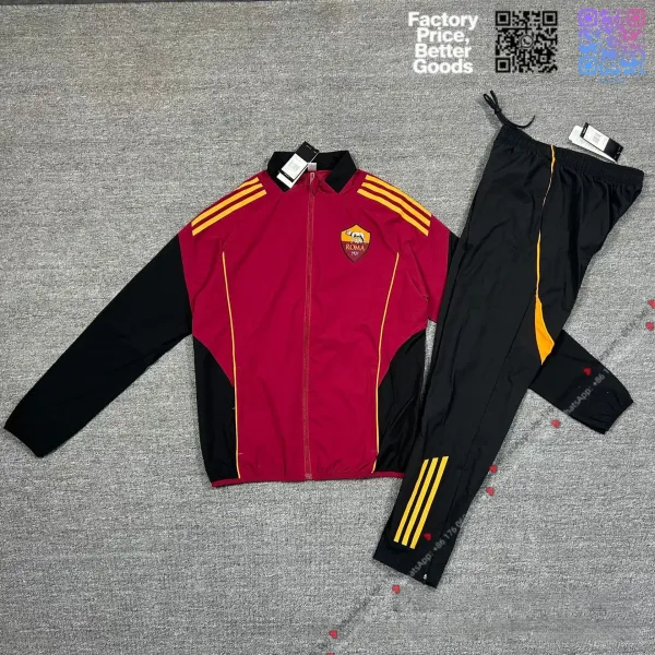 AS Roma Tracksuit Burgundy Black Yellow - 1