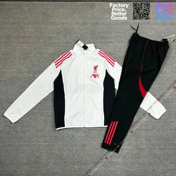 Liverpool FC x Adidas Windbreaker and Track Pants Set White / Black / Red Tracksuit - 1