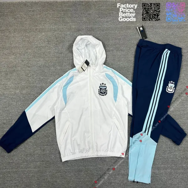 Argentina AFA Tracksuit White / Navy / Light Blue Windbreaker Set - 1