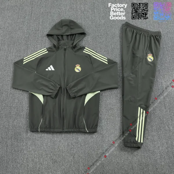 Adidas Real Madrid Training Tracksuit Dark Gray with Light Green Accents - 1