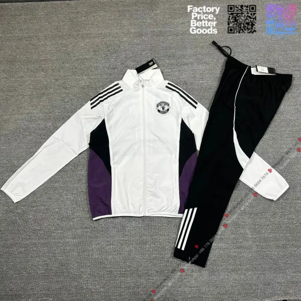 Manchester United Adidas Track Suit White Purple Black Tracksuit - 1