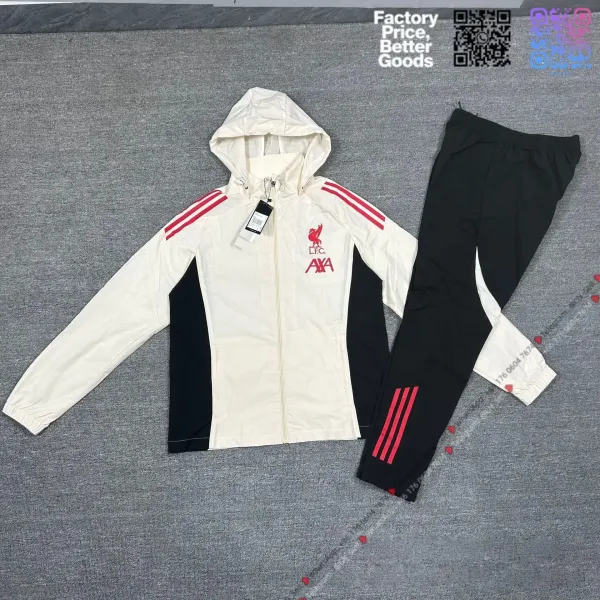 Liverpool FC x Adidas Windbreaker Set White / Black Tracksuit - 1