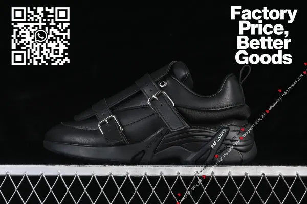 Design Raf Simons Ozweego Black Leather Strap Sneakers Chunky Sneakers - 1