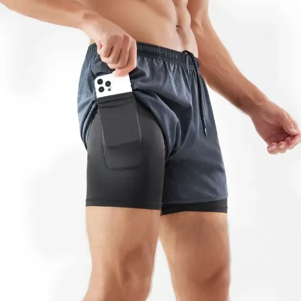 Design Running Shorts with Phone Pocket in Charcoal Gray - 1