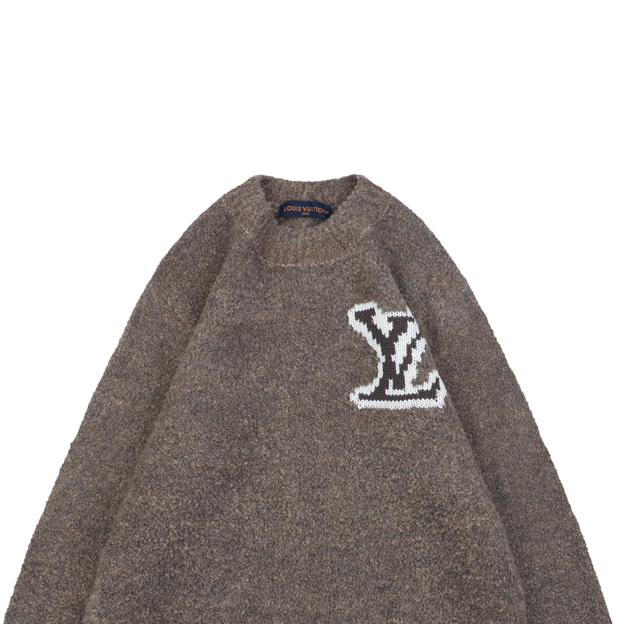1v 23Fw Monogram Letter Jacquard Crewneck Sweater - Gray