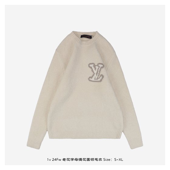 1v 23Fw Monogram Letter Jacquard Crewneck Sweater - Gray