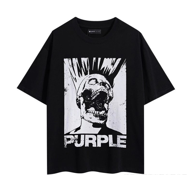 Purple Graphic Streetwear Tee Black - Gallery Image 2 - Detailed View