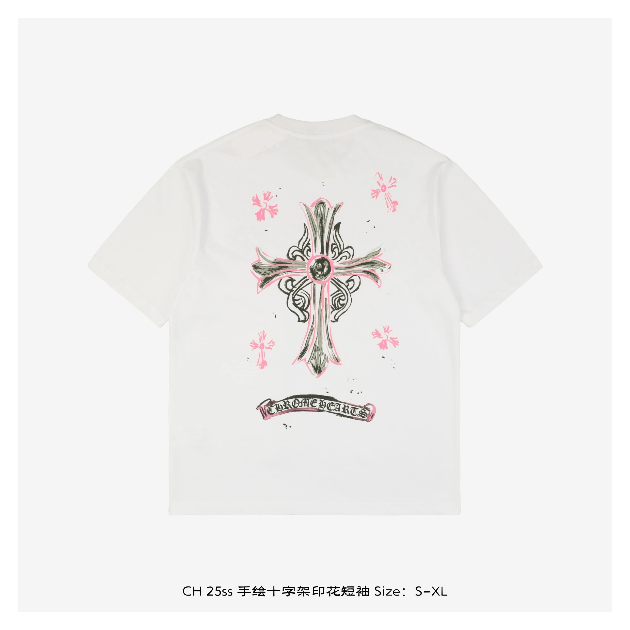 CH 25ss Hand-Drawn Cross Print Short Sleeve