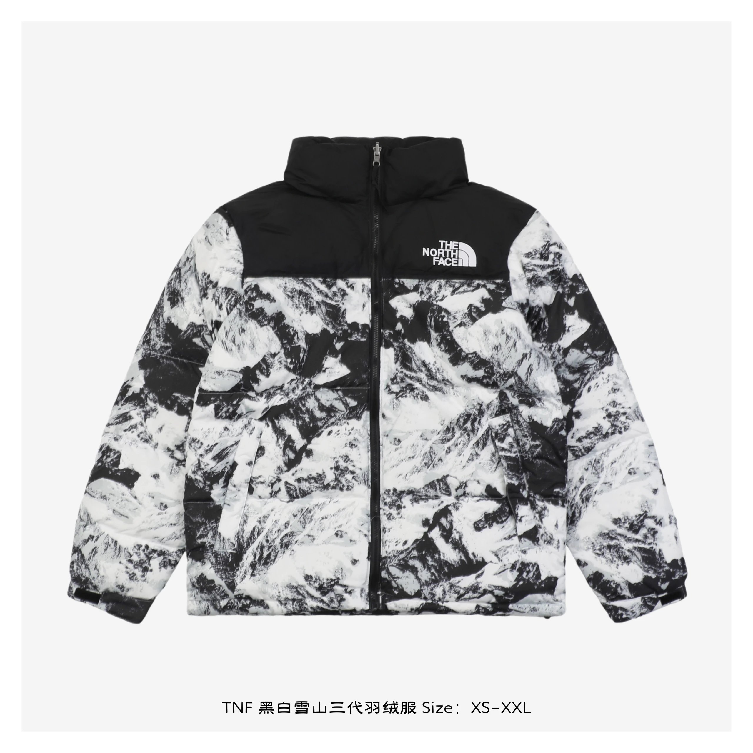 TNF Black and White Mountain Snowscape 3rd Generation Down Jacket