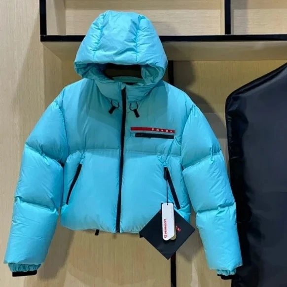 Prada Linea Rossa Puffer Down Jacket Cyan Blue