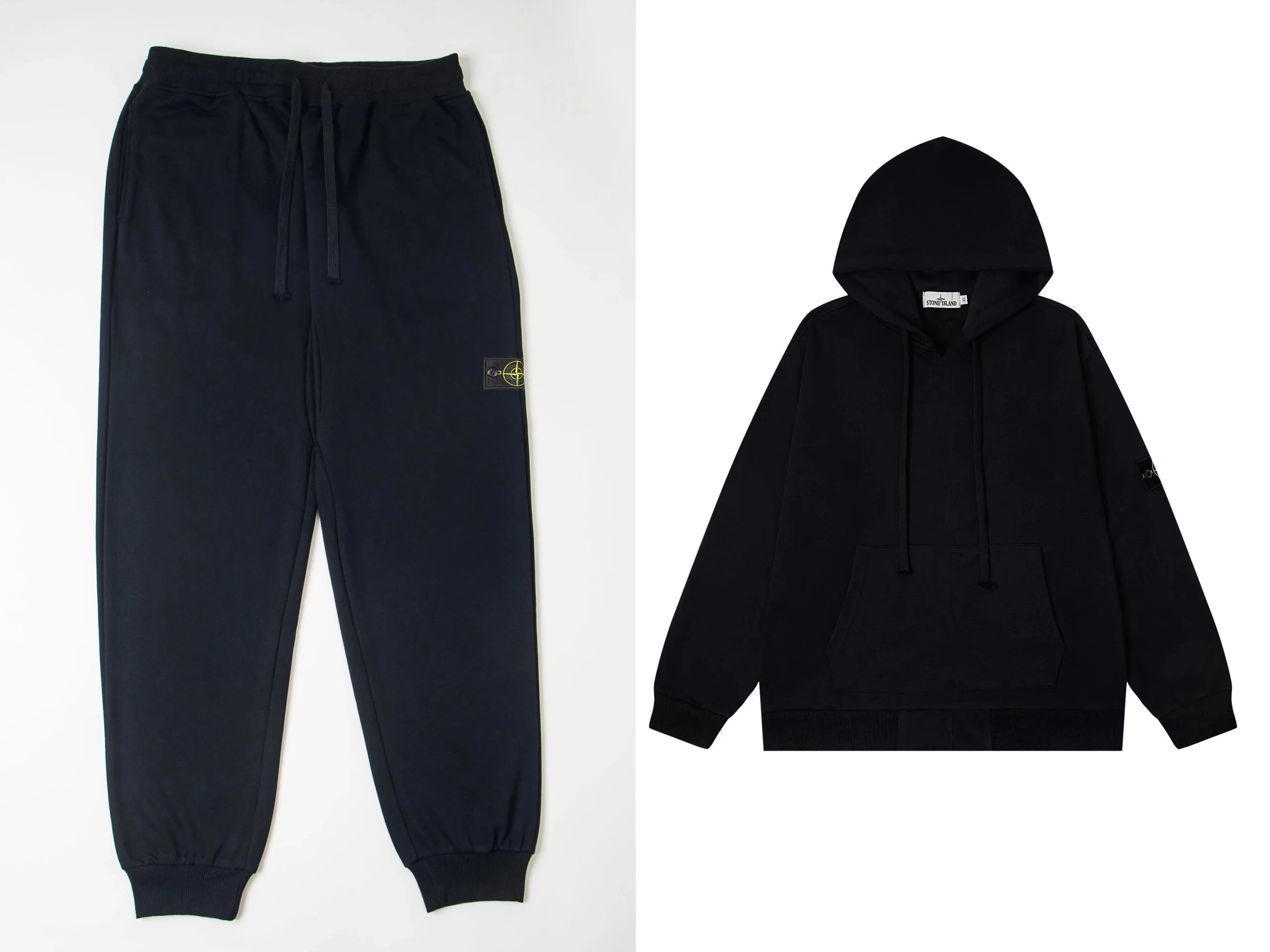 Stone Island Sweatpants Pullover Hoodie Set Black