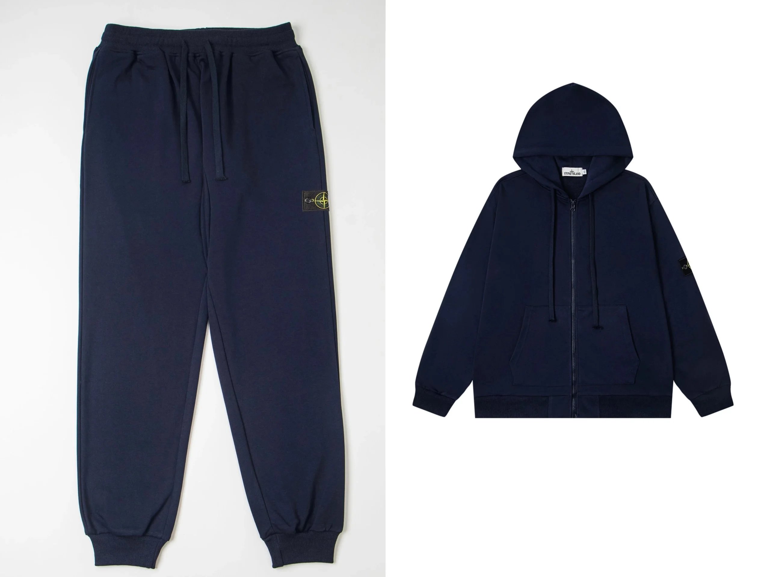 Stone Island Sweatpants Zip Hoodie Set White