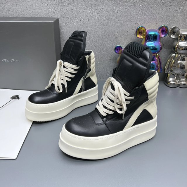 Rick Owens Rick Owens Black White Leather Platform Sneakers - Buy on Kakobuysheetfind