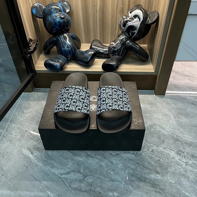 MCM MCM Black Monogram Rubber Slides Unisex Casual Sandals - Buy on Kakobuysheetfind