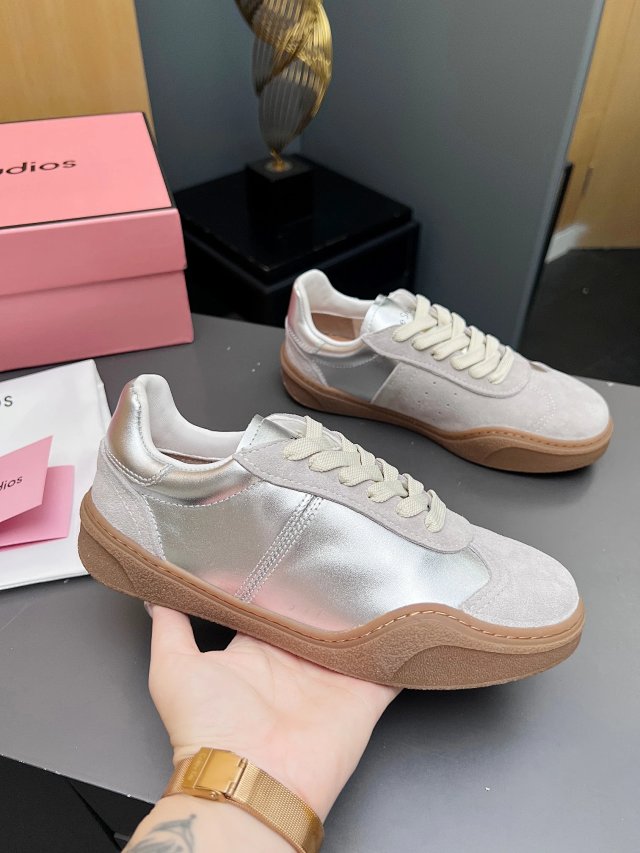 Acne Studios Acne Studios Silver Grey Leather Suede Sneakers - Buy on Kakobuysheetfind