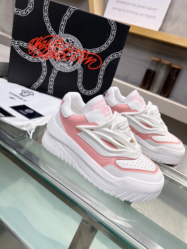 Versace Versace Pink White Chunky Leather Unisex Sneakers Shoes - Buy on Kakobuysheetfind