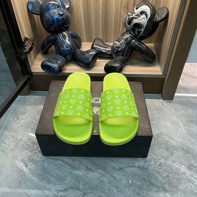 MCM MCM Lago Fluorescent Green Visetos Rubber Slide Sandals - Buy on Kakobuysheetfind