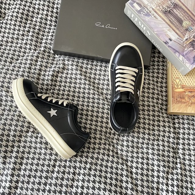 Rick Owens Rick Owens Black Star Leather Low Top Sneakers - Buy on Kakobuysheetfind