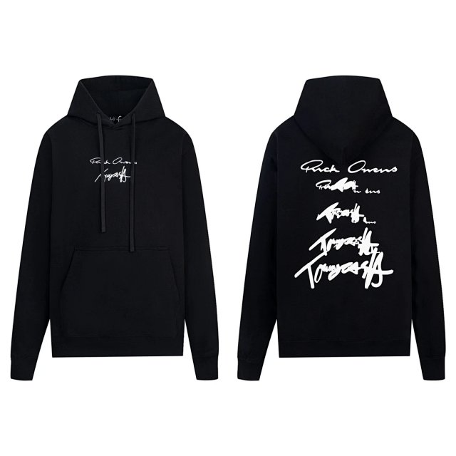 Rick Owens Rick Owens Black Signature Print Hoodie - Buy on Kakobuysheetfind