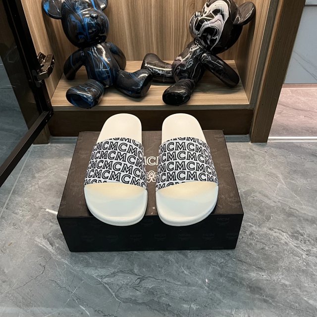 MCM MCM Classic Logo Black White Rubber Slides Unisex - Buy on Kakobuysheetfind