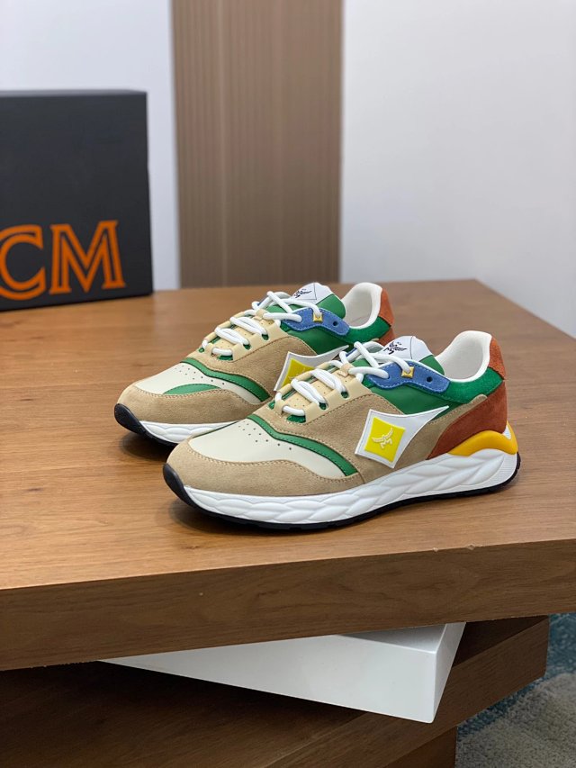 MCM MCM Retro Colorblock Beige Green Suede Mesh Sneakers - Buy on Kakobuysheetfind