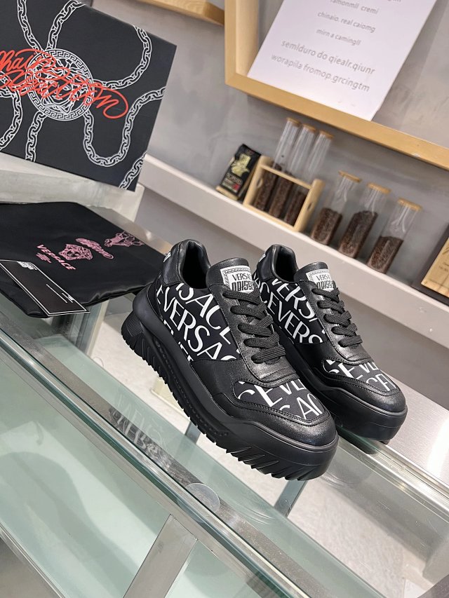 Versace Versace Black Leather Platform Sneakers Unisex - Buy on Kakobuysheetfind