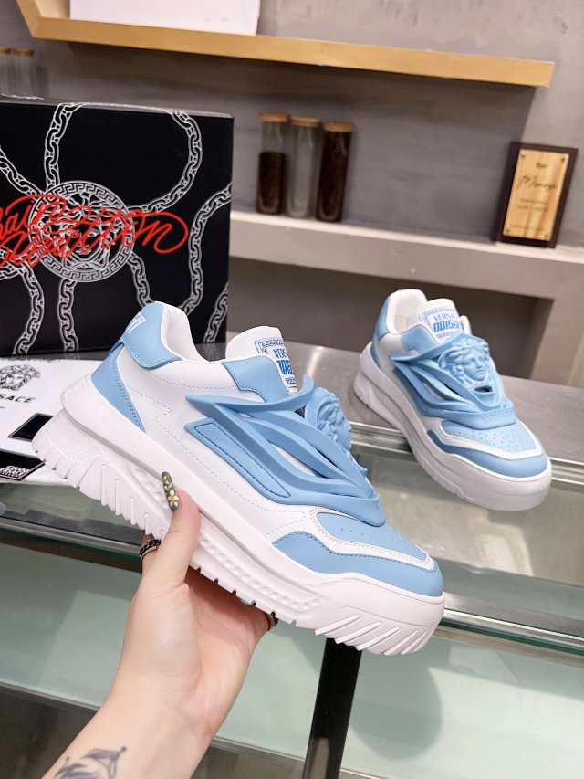 Versace Versace Lago Sky Blue White Chunky Leather Sneakers - Buy on Kakobuysheetfind