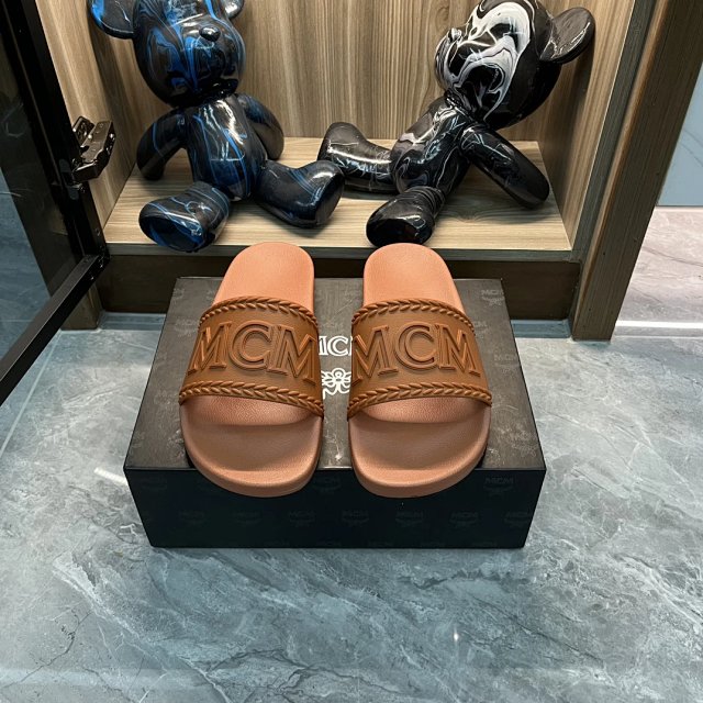 MCM MCM Brown Logo Embossed Unisex Luxury Rubber Slides - Buy on Kakobuysheetfind