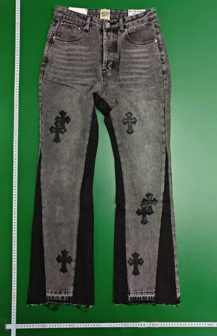 Chrome Hearts Gallery Dept Jeans Cross Patch Flare Grey Black