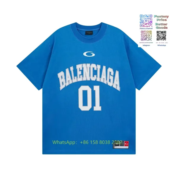 Balenciaga Collegiate Arch Logo Blue T-Shirt - 1