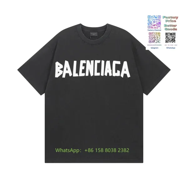 Balenciaga Logo Print Oversized T-Shirt Black - 1