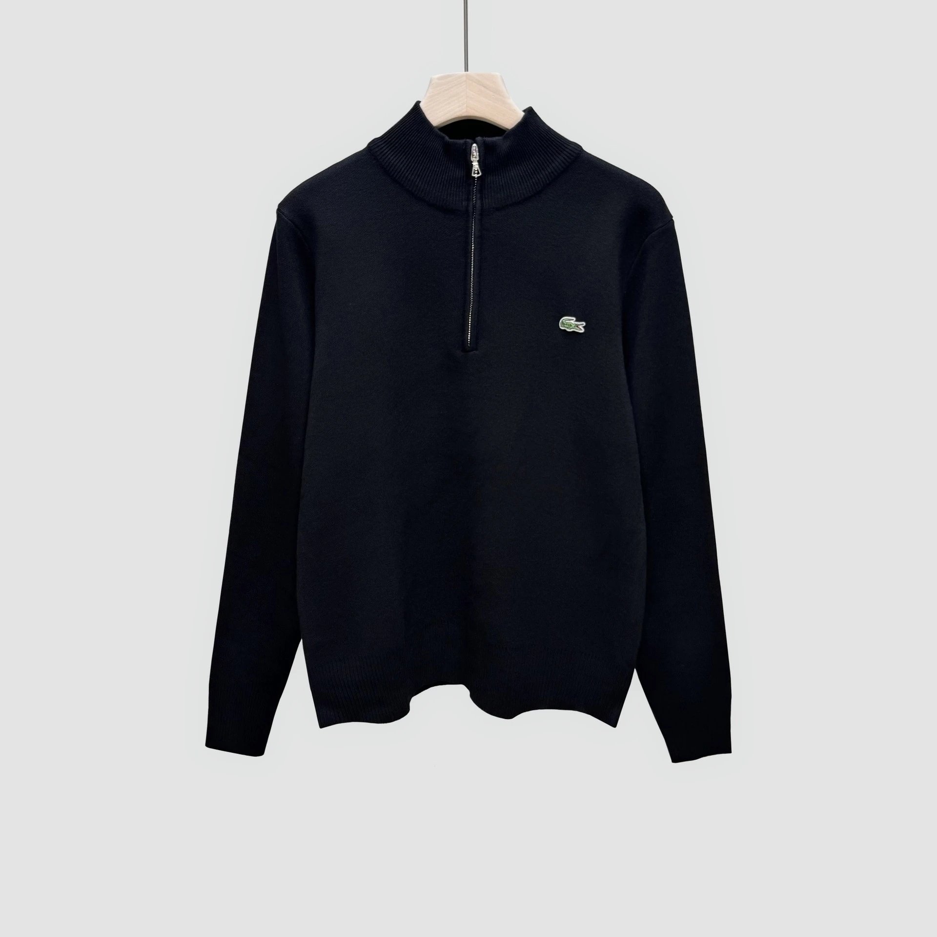 Lacoste Down Jackets Hooded Puffer Jacket — L crocodile half zipper black