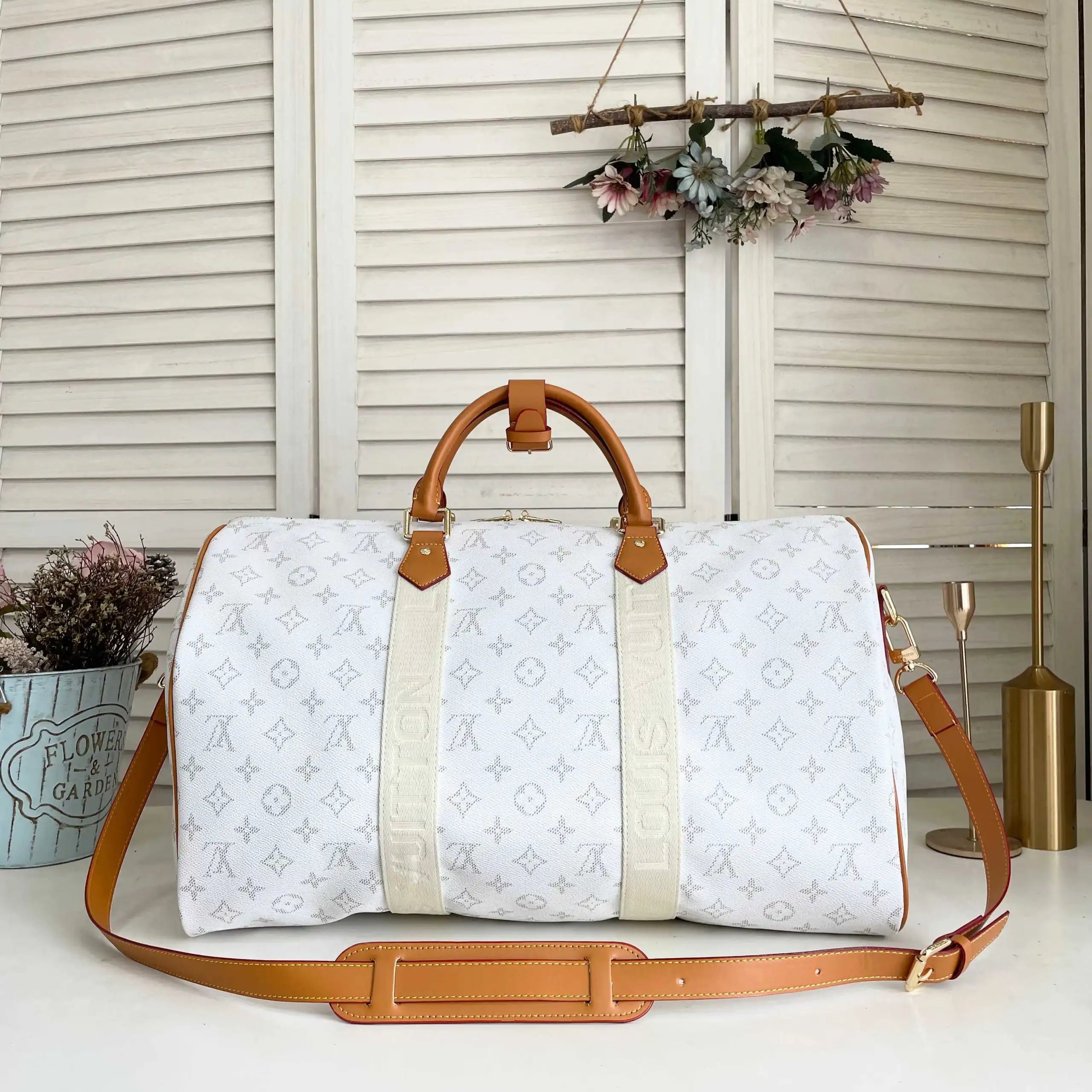 Louis Vuitton Travel Bags Monogram duffel bag with shoulder strap — 37