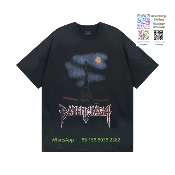 Balenciaga Eiffel Tower Graphic T-Shirt Black - 1