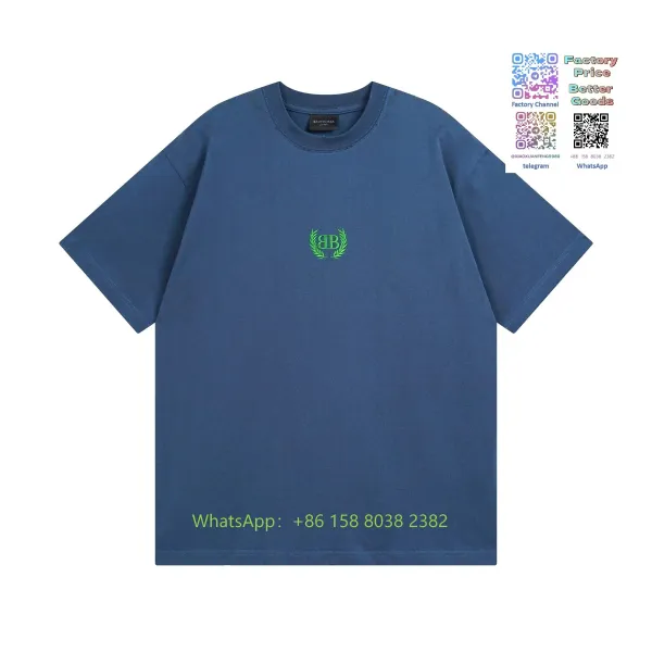 Balenciaga BB Laurel Wreath Navy T-Shirt - 1