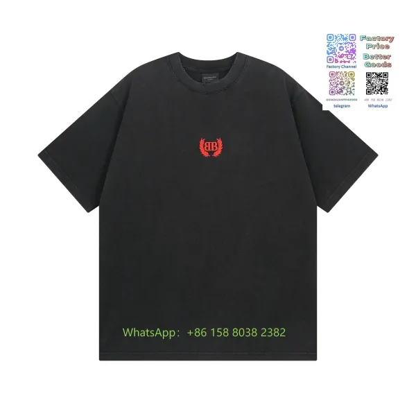 Balenciaga BB Logo Embroidered Black T-Shirt - 1