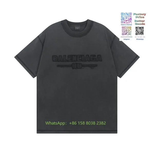 Balenciaga Embroidered Logo Oversized T-Shirt Black - 1