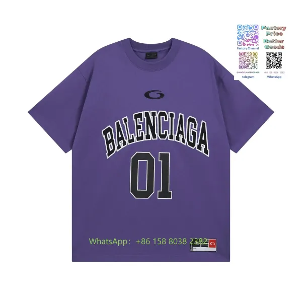 Balenciaga Collegiate Arch Logo Purple T-Shirt - 1
