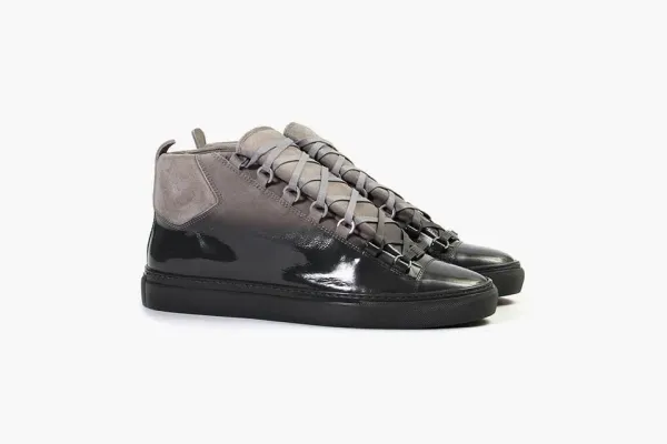 Balenciaga Arena High Patent Gray Black Sneakers - 1