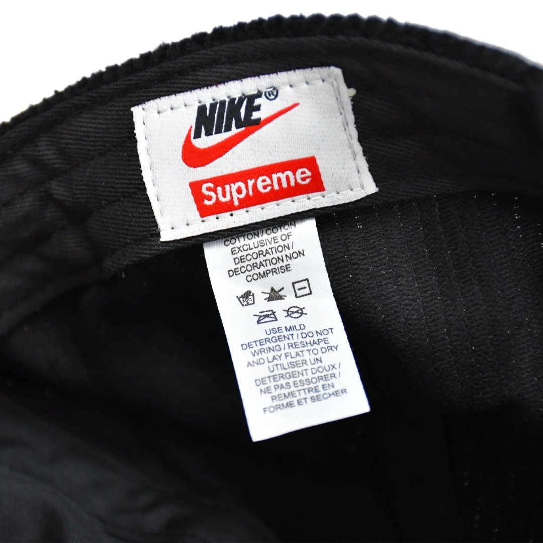 Supreme x Nike Corduroy Cap Black - Gallery Image 5 - Detailed View