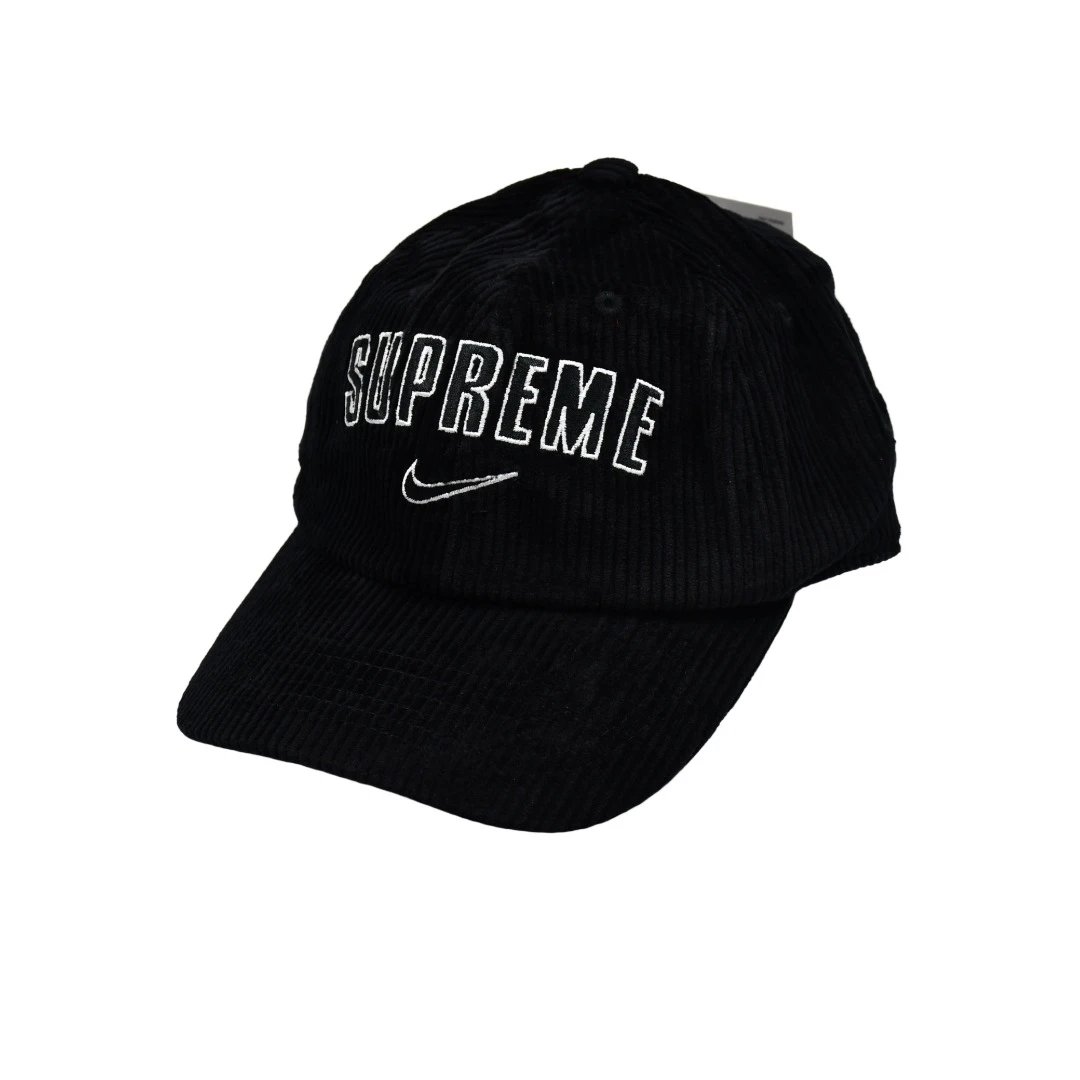 Supreme x Nike Corduroy Cap Black - Gallery Image 1 - Detailed View