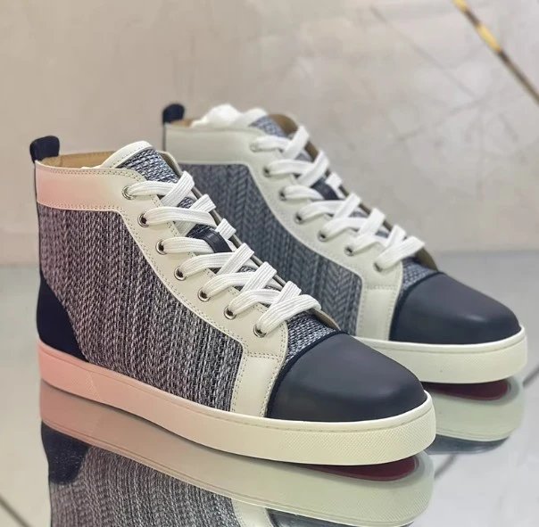 Christian Louboutin Christian Louboutin Louis Red Bottom High Top Sneakers Grey