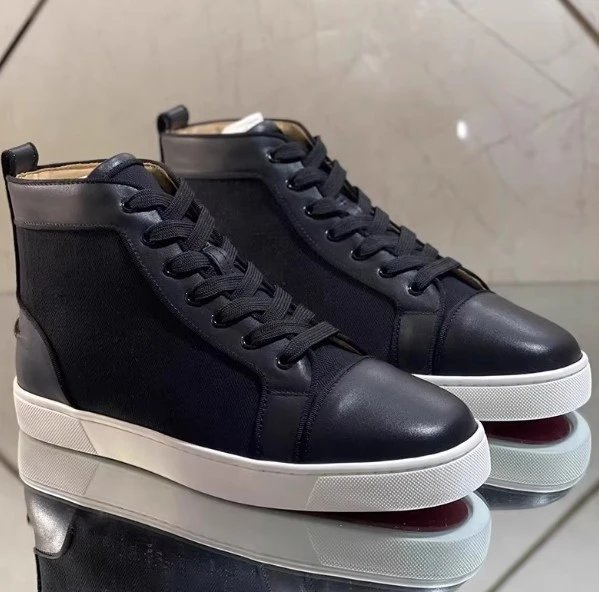 Christian Louboutin Christian Louboutin Black Leather High-Top Sneakers Black