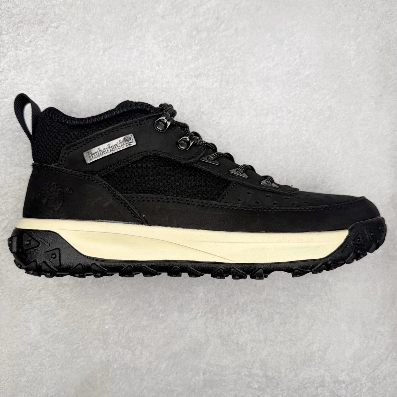Timberland Timberland Black Leather & Mesh Mid Hiker Boots Black