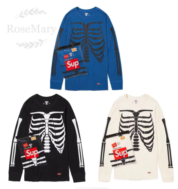 Supreme Skeleton Ribbed Thermal Long-Sleeve Top Hoodie